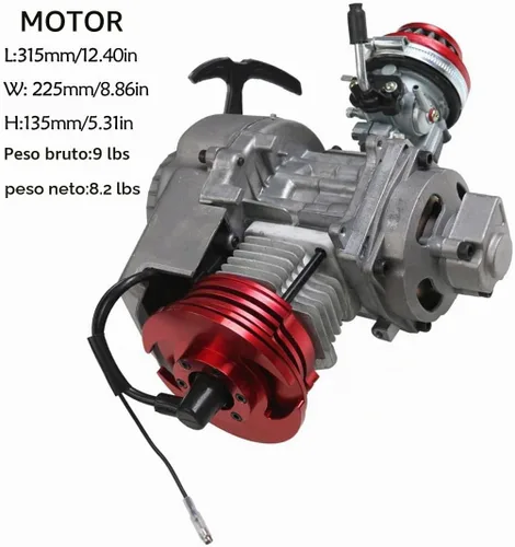 Vista 3 de Gran Cilindrada Motor de Arranque Manual de Carrera 50cc 49cc + Caja de Cambios para Motocicleta de 2 Tiempos, Mini Moto de Bolsillo, Motocross