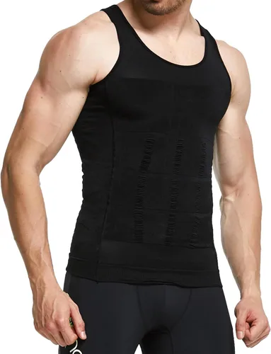 Vista 4 de GKVK Mens adelgazar cuerpo Shaper chaleco camisa Abdomen Slim