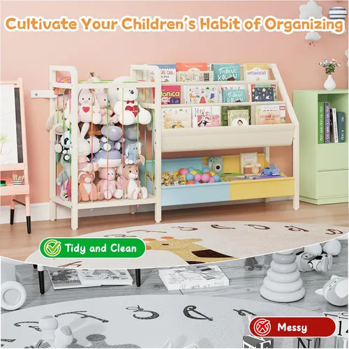 Vista 6 de B5 - Estantería infantil y almacenamiento de juguetes, estante para libros para habitaciones de niños, estantes para libros para niños pequeños