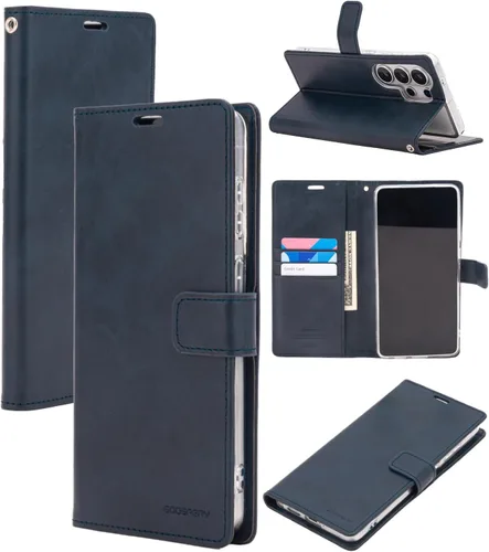 Vista 58 de GOOSPERY Funda Blue Moon para Galaxy S21 de 6.2 pulgadas (2021), soporte de piel sintética premium con soporte para tarjetas (negro)