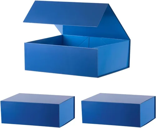 Vista 14 de Caja de regalo negra de 16 x 13 x 5.3 pulgadas, caja de regalo para padrinos de boda con tapa magnética, cajas de regalo grandes para Pascua, día