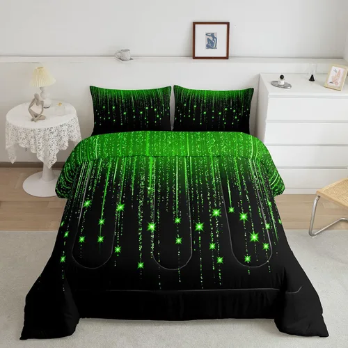 Vista 12 de Feelyou - Juego de edredón abstracto ombre, color azul y negro, juego de cama para adolescentes, para niños, mujeres y jóvenes, juego de edredón
