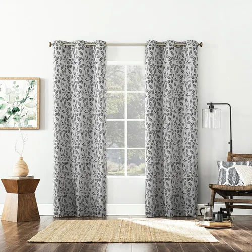 Vista 6 de Sun Zero Satti Panel de cortina 100% opaca con ojales bordados, perla/gris, 40 pulgadas de ancho x 84 pulgadas de largo (1 panel)