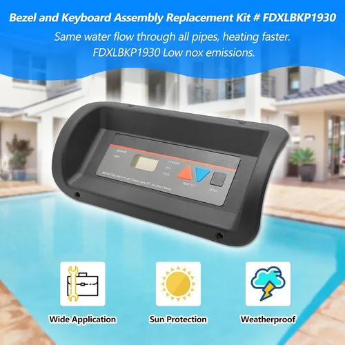 Vista 3 de FDXLBKP1930 Conjunto de bisel y teclado compatible con calentador de piscina Hayward Kit de reemplazo de montaje de bisel y teclado del calentador