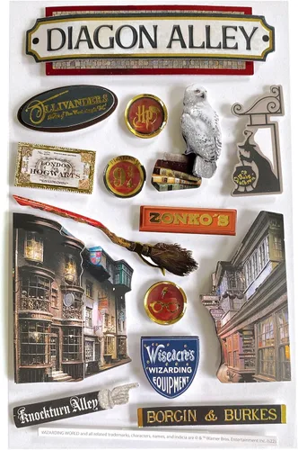 Vista 11 de Paper House Productions Harry Potter - Hoja de calcomanías 3D troqueladas para álbum de recortes - Diagon Alley, paquete de 3