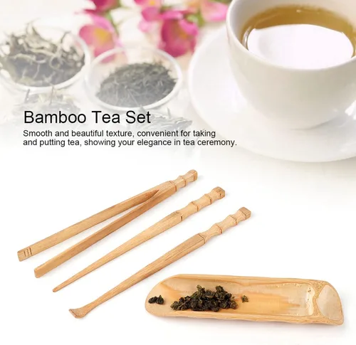 Vista 8 de Juego de herramientas de servicio de té chino, juego de té natural de 4 piezas, accesorios para ceremonia de té para el hogar, al aire libre
