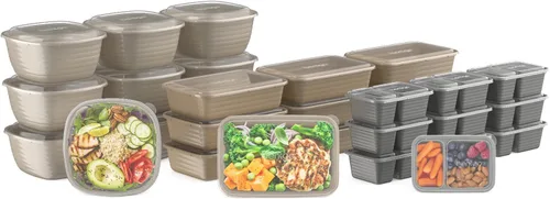 Vista 9 de Bentgo Prep - Kit variado de preparación de comidas de 60 piezas, recipientes de alimentos reutilizables PFAS y sin BPA, bandejas de 1