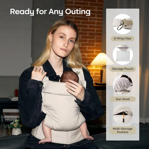 Vista 5 de Bc Babycare CocoonGo Portabebés – Portabebés CloudTouch Suave y Ergonómico para 7–44 libras Fácil de Usar, Ajuste Ajustable, Listo para Viajar