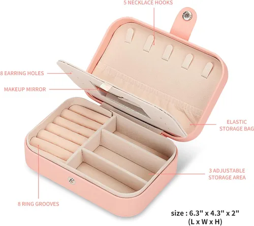 Vista 3 de Paquete de 3 cajas de joyería cajas de joyería para mujeres y organizador de joyas de viaje con espejo y caja de joyería pequeña caja organizadora