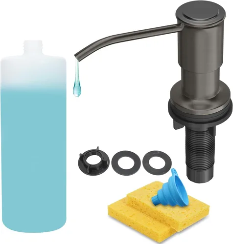 Vista 8 de Dispensador de jabón para fregadero de cocina, bomba dispensadora de jabón para fregadero de cocina, recarga desde la parte superior, dispensador