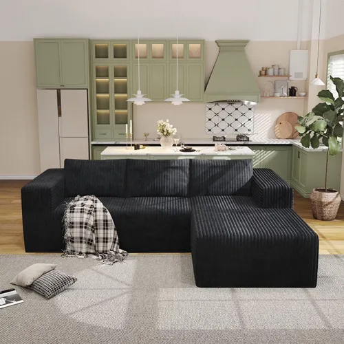 Vista 29 de Sofás modulares de pana otomana de 28.74 pulgadas para sala de estar, taburetes de sofá sin hueso, no requiere montaje, sofá profundo en una caja