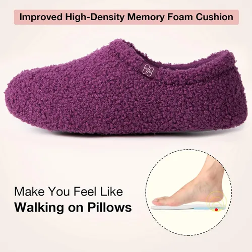 Vista 4 de HomeTop Mocasines de espuma viscoelástica de piel rizada y mullida con forro polar