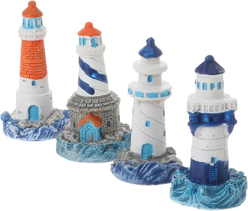 Vista 7 de ibasenice Adorno de estilo mediterráneo, 12 piezas de decoración de paisajismo en miniatura, decoración del océano, figura de playa tropical