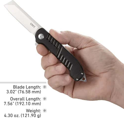 Vista 7 de CRKT Razel GT - Navaja plegable asistida con bloqueo de forro: hoja de borde plano de acero inoxidable, mango de aluminio, clip para bolsillo, 4031