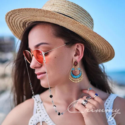 Vista 6 de Crimmy Correa de cadena para lentes alrededor del cuello para mujeres, elegantes lentes de sol, máscara y collar con cordón