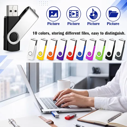 Vista 5 de Aoriher Paquete de 100 unidades flash USB de 256 MB a granel, barra
