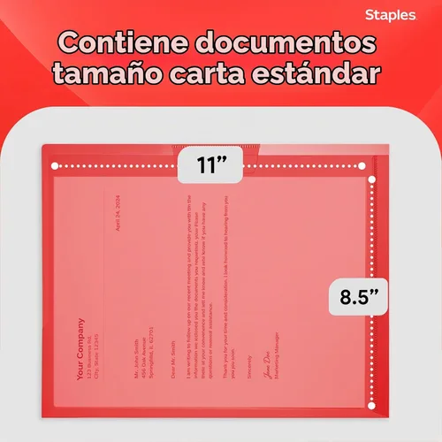 Vista 3 de Staples Poly Project Chaquetas, tamaño carta, parte delantera transparente