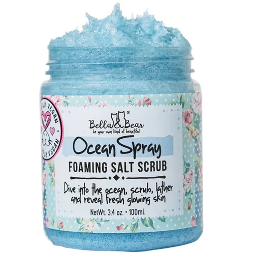 Vista 3 de Bella & Bear Ocean Spray - Exfoliante de sal espumosa, tamaño completo y tamaño de viaje