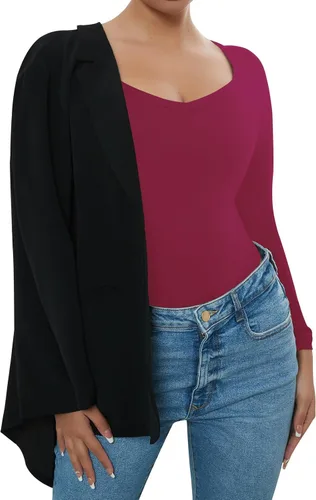 Vista 7 de RoomTour Body de manga larga con cuello cuadrado para mujer