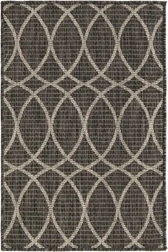 Vista 3 de Unique Loom Outdoor Trellis Collection - Alfombra rectangular de 2 x 3 pies 1 pulgada, color carbón y marfil Carbón / marfil