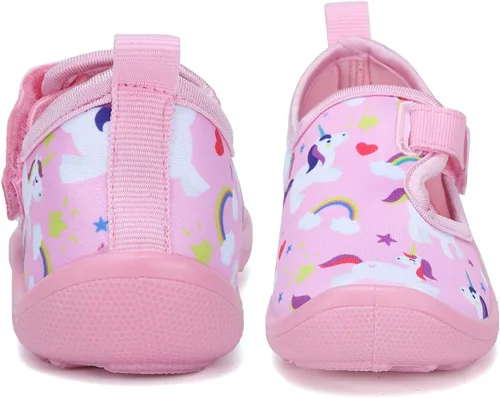 Vista 3 de FANTURE Zapatos de agua para niños y niñas, lindas sandalias acuáticas, playa, piscina, parque acuático, tenis acuáticos, para niños pequeños