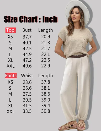 Vista 7 de Ugerlov Conjunto de dos piezas para mujer, suéter de punto y pantalones de cintura alta