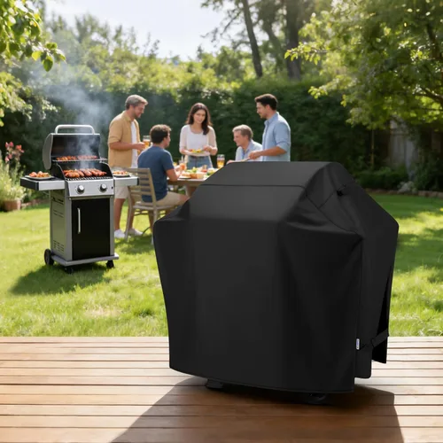 Vista 8 de SunPatio - Funda para parrilla de 50 pulgadas, cubierta de gas para barbacoa resistente al agua para exteriores, resistente a los rayos UV y a