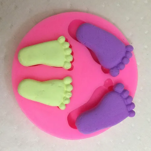 Vista 2 de Moldes de silicona para decoración de pastel de baby shower, 4 cavidades para hornear galletas, chocolate, cupcakes y arcilla polimérica