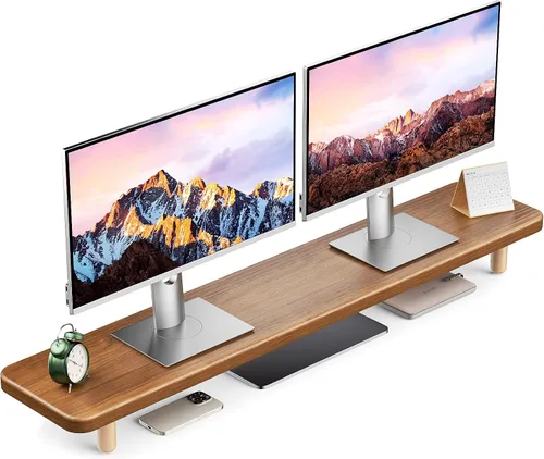 Vista 9 de Soporte Dual para Monitor - Elevador de Soporte para Monitor de Madera Grande de 39 Pulgadas, Soporta 220 libras Soporte Ultra Fuerte para 2
