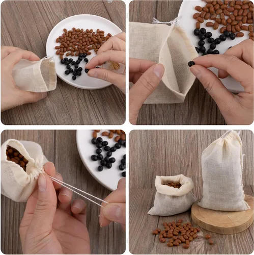 Vista 3 de AUEAR, Bolsas de sopa de algodón reutilizables con cordón para café, medicina china, bolsa de té, colar hierbas, estopilla, caldo de huesos, 4"x6
