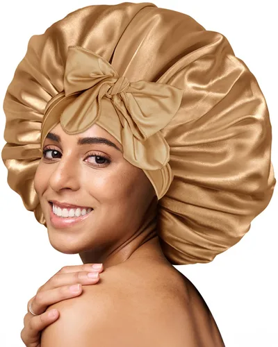 Vista 30 de BONNET QUEEN - Gorro de seda para dormir de BONNET QUEEN, gorro de satén para dormir con banda de amarre ajustable, para cabello rizado, de una sola