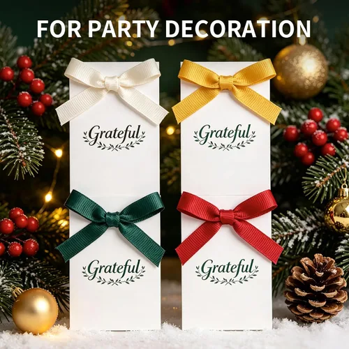 Vista 6 de TONIFUL 4 Rolls 3/8 Inch Christmas Grosgrain Ribbon Gift Wrapping Ribbon Christmas set
