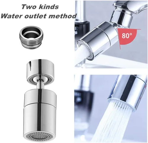 Vista 5 de Aireador de grifo giratorio de 360 grados, doble función de ahorro de agua de ángulo grande de 2 flujos, con pieza de repuesto de grifo de junta