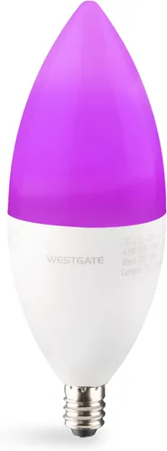 Vista 6 de Westgate Bombillas LED TC-E12-4.5W-RGBW-WiFi, base E12, cambio de color, vida útil de 25000 horas, compatible con Alexa y Google, regulable