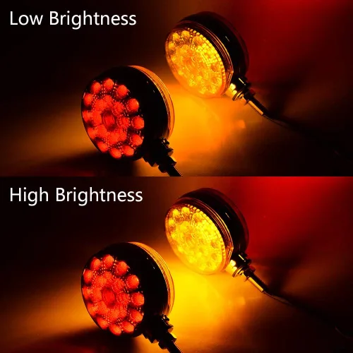 Vista 5 de CORP - 1 par de luces redondas de 4 pulgadas con 42 LED de doble cara, color ámbar rojo, montaje en un solo perno de guardabarros, luces de señal