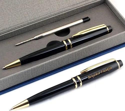Vista 8 de Grabado gratuito – Bolígrafo de rodillo personalizado, bolígrafo de bola, bolígrafos recargables, lápiz retráctil de recarga mediana, tinta negra
