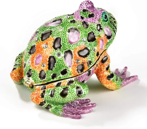 Vista 3 de KALIFANO - Joyero decorativo para mujer con cristales Swarovski y piedras preciosas en forma de lagartos hecho a mano para almacenamiento