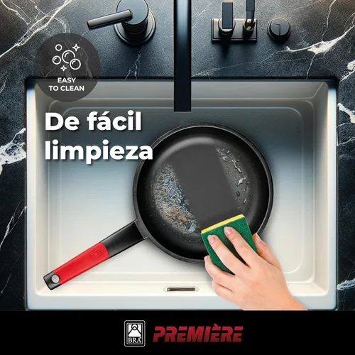 Vista 5 de BRA Juego de sartenes antiadherentes de aluminio fundido de 7.9-9.4 in rojo [Exclusivo de Amazon]
