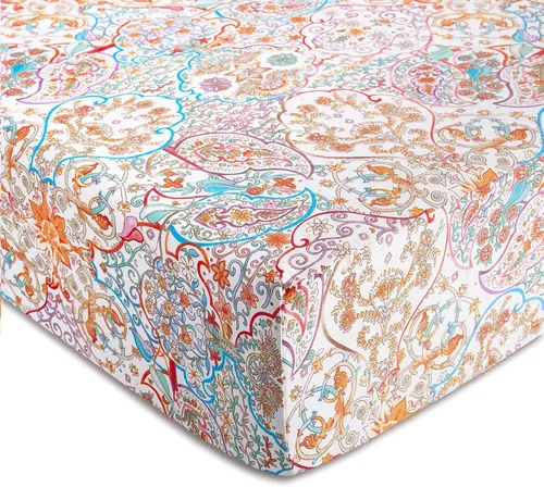 Vista 5 de Wake In Cloud - Sábanas bohemias, 100% algodón, juego de sábanas de 4 piezas, ropa de cama estética con estampado de cachemira bohemio hippie
