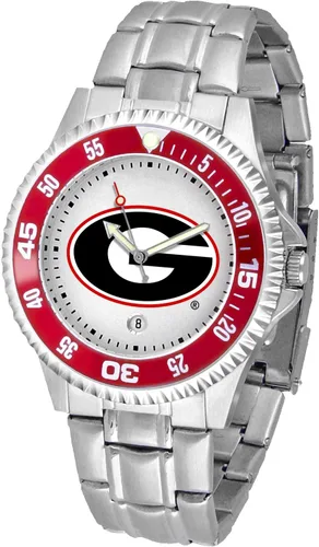 Vista 46 de SunTime Reloj de cuarzo de 1.575 in para hombre, correa de acero inoxidable de 0.787 in, esfera Gameday