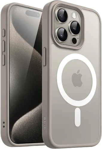 Vista 32 de JETech - Carcasa magnética mate para iPhone 15, color negro Compatible con MagSafe, parte trasera mate translúcida, protección delgada a prueba