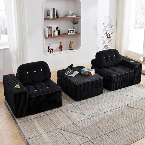 Vista 12 de Sofá cama plegable Futón Sofá Cama Silla Rosa y Negro Negro y rosado