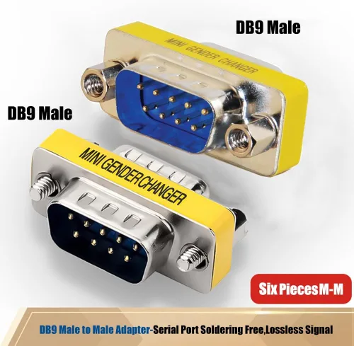 Vista 2 de Paquete de 6 unidades de 9 pines RS232 Serial Cable DB9 macho a macho Mini adaptador de cambiador de género conector acoplador