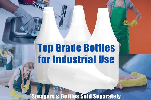 Vista 5 de Botellas de 24 onzas resistentes a productos químicos de grado comercial, solo 4 unidades de báscula en relieve para medir. Combínalo con cabezales