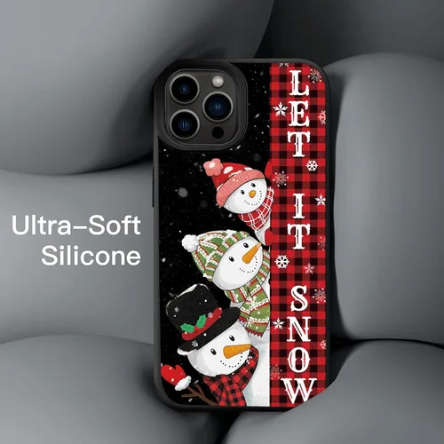 Vista 2 de Let it Snow - Funda para iPhone 16, 15, 14, 13, 12, 11, Pro Max, Galaxy S25, S24, S23, S22, S21, S20, FE, A16, A15, A14, A54, Note 20, negro