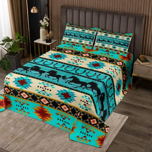 Vista 14 de Colcha acolchada rústica de Texas con estrellas del oeste de Texas para niños y niñas, color azul marino, juego de cubrecama de madera