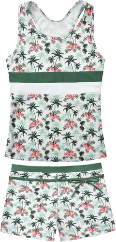 Vista 19 de JerrisApparel Traje de baño de dos piezas para niñas de verano con boyshort, diseño de tankini estrella de mar aqua
