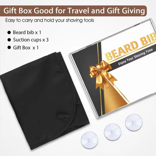 Vista 5 de Recogedor de babero para barba, atrapador de pelo de barba para fregadero, regalos de cumpleaños para hombres, él novio, capa de barba antiadherente