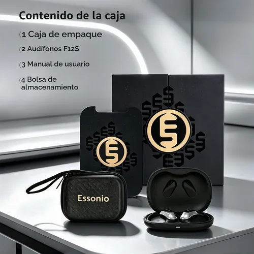 Vista 7 de Essonio Auriculares de oreja abierta inalámbricos con ganchos para los oídos, ultra ligeros, sonido estéreo potente 35 horas de reproducción Negro