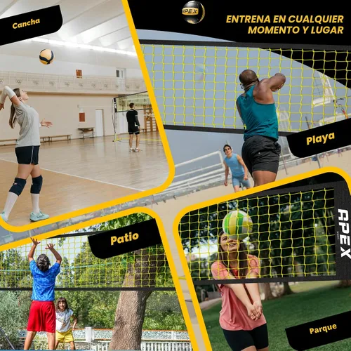 Vista 6 de Apex Sports Red de voleibol para entrenamiento – 12 pies de ancho, altura ajustable portátil de 7.4 a 8 pies – Incluye estacas de tierra, bolsa